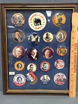 Framed Collection of Political Campaign Buttons - 6
