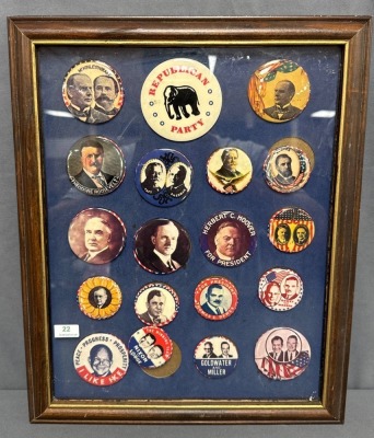 Framed Collection of Political Campaign Buttons - 9