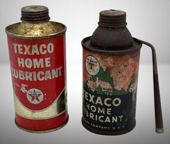 Two Texaco Home Lubricant Cans