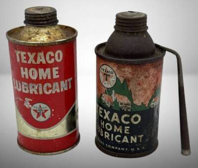 Two Texaco Home Lubricant Cans