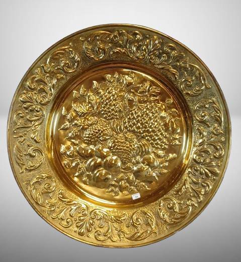 Large Embossed Brass Wall Plaque