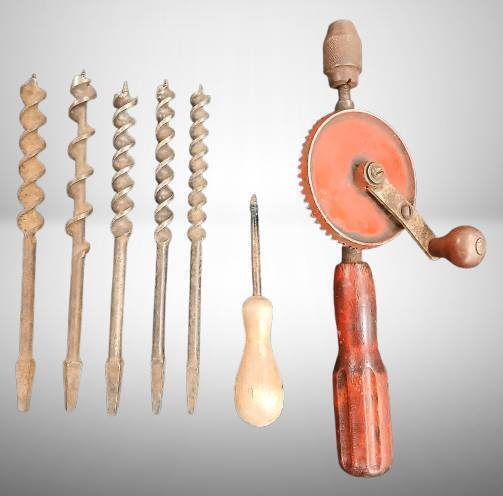 Hand Drill Set with Auger Bits & Screw Set Tool