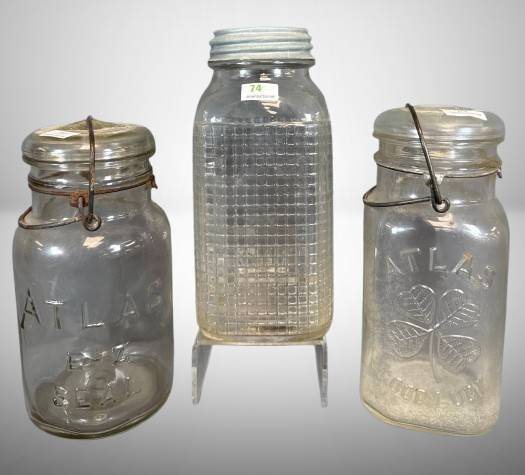 Three Vintage Glass Jars