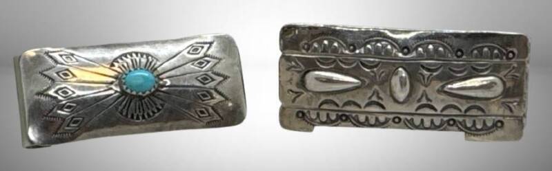 Sterling Silver and Silver Money Clips with Turquoise