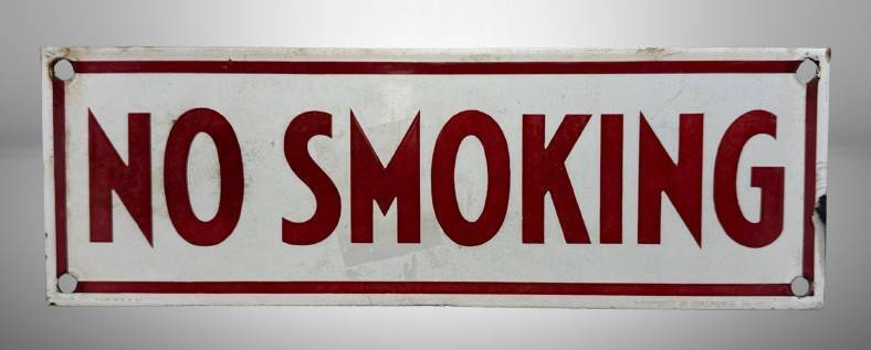 Porcelain "No Smoking" Sign, 12" x 4"