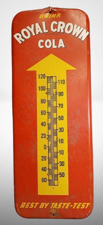 Royal Crown Cola Metal Thermometer Sign