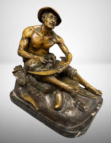 Jean Du Nouy Bronze Sculpture with Marble Base