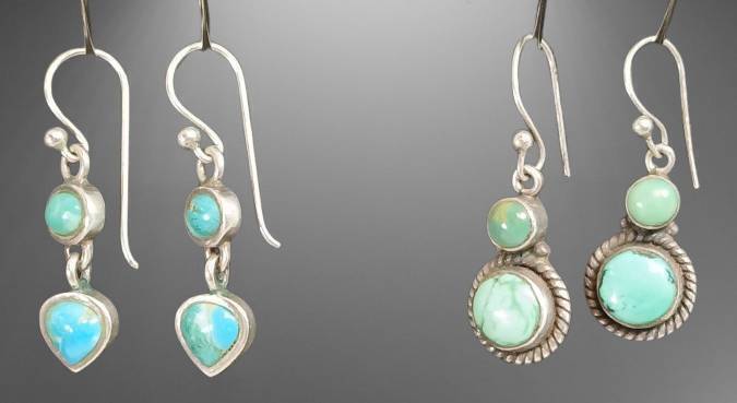 Two Sets of Sterling Silver Earrings with Gemstones