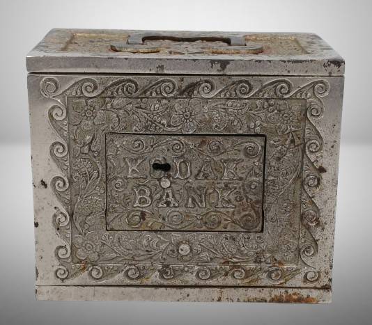 Kodak Bank Metal Coin Bank with Floral Design