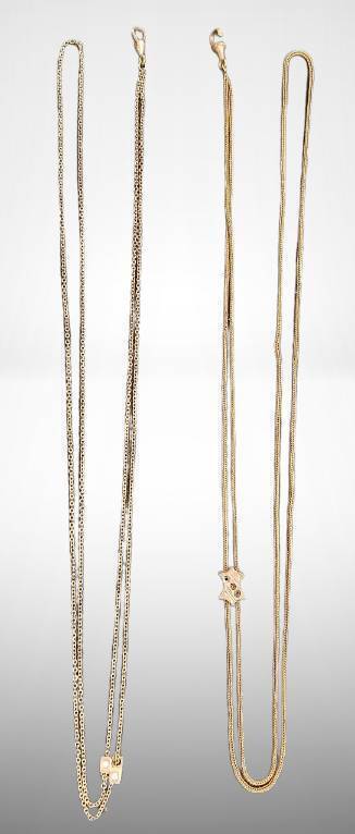 Two Gold Watch Chains, Stamped 141 and AAG CO