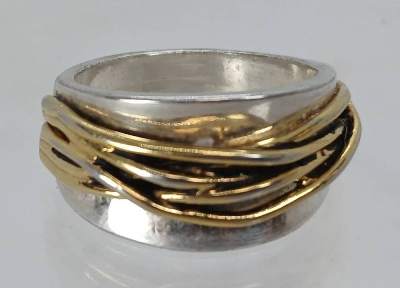Hallmarked Silver and Gold-Tone Ring