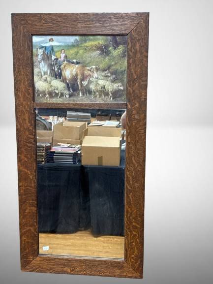 Framed Mirror With Pastoral Scene Artwork