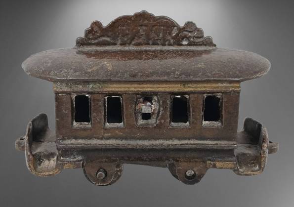 Cast Iron Trolley Bank, 4.5" Long