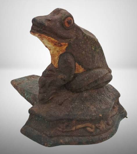 Cast Iron Frog Doorstop in Aged Condition