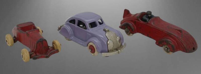 Three Vintage Cast Iron Toy Cars