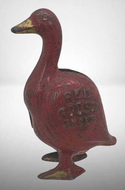 Red Goose Shoes Cast Iron Coin Bank