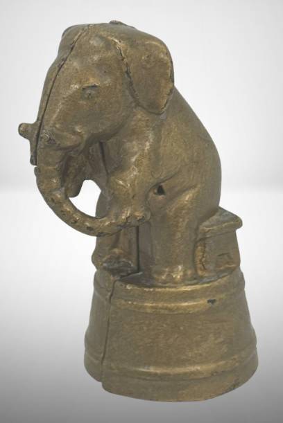Elephant on Bench, On Tub Cast Iron Bank, 4" Tall