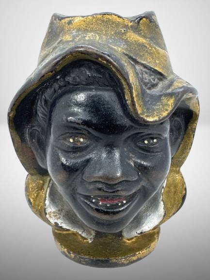 Cast Iron 2-Face Bank with Original Paint