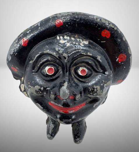 Cast Iron Save and Smile Bank with Original Paint