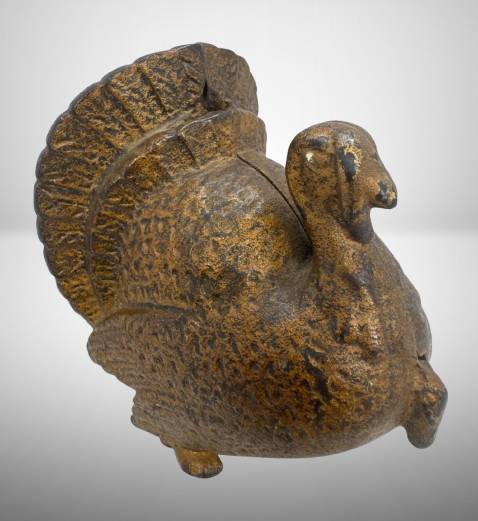 Cast Iron Turkey-Shaped Bank, 4.5" Tall
