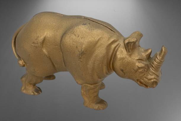 Cast Iron Rhino Bank, 5 Inches Long