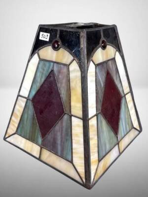 Stained Glass Tapered Shade With Geometric Design