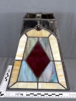 Stained Glass Tapered Shade With Geometric Design - 4