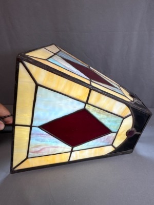Stained Glass Tapered Shade With Geometric Design - 5