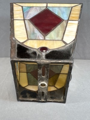 Stained Glass Tapered Shade With Geometric Design - 7