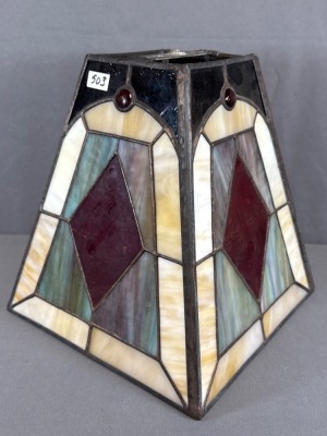 Stained Glass Tapered Shade With Geometric Design - 8