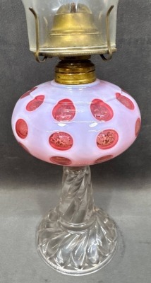Hobbs Brockunier Cranberry Opalescent Lamp - 5