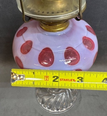 Hobbs Brockunier Cranberry Opalescent Lamp - 6
