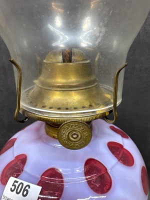 Hobbs Brockunier Cranberry Opalescent Lamp - 9