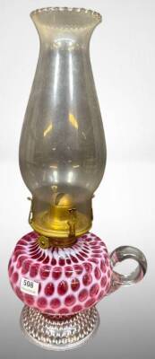 Hobbs No. 326 Cranberry Opalescent Lamp
