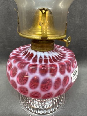 Hobbs No. 326 Cranberry Opalescent Lamp - 4