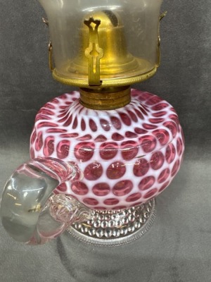 Hobbs No. 326 Cranberry Opalescent Lamp - 6
