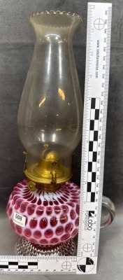 Hobbs No. 326 Cranberry Opalescent Lamp - 7