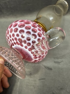 Hobbs No. 326 Cranberry Opalescent Lamp - 9