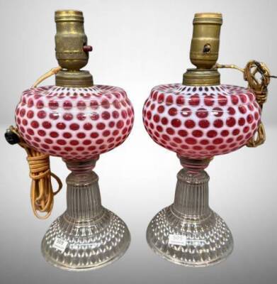 Hobbs No. 326 Cranberry Opalescent Lamps