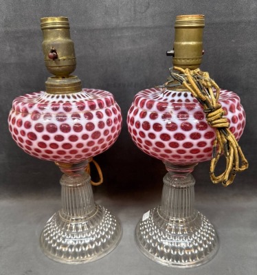 Hobbs No. 326 Cranberry Opalescent Lamps - 3