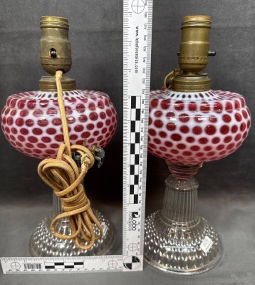Hobbs No. 326 Cranberry Opalescent Lamps - 5