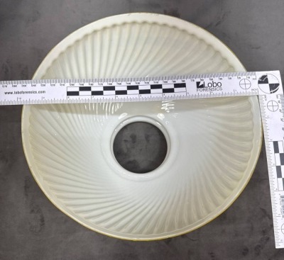Brass Kerosene Lamp with Yellow Swirl Shade - 13