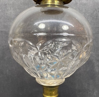 Blue Opaline Kerosene Lamp with Brass Fittings - 7