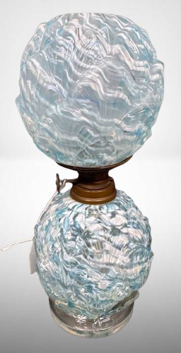 Miniature Blue Swirl Glass Lamp
