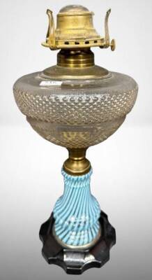 Glass Oil Lamp With Cast Iron Base