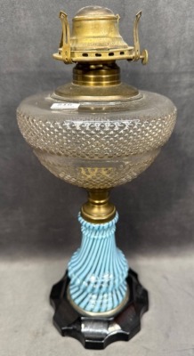 Glass Oil Lamp With Cast Iron Base - 2