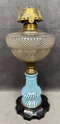 Glass Oil Lamp With Cast Iron Base - 3