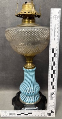 Glass Oil Lamp With Cast Iron Base - 5