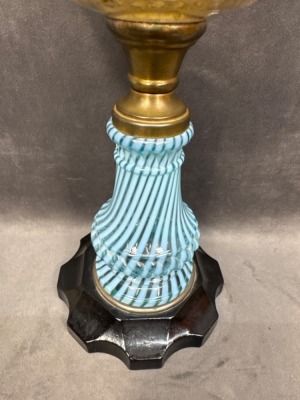 Glass Oil Lamp With Cast Iron Base - 6