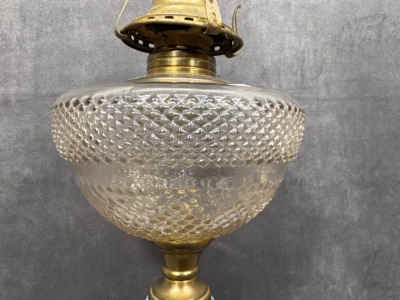 Glass Oil Lamp With Cast Iron Base - 7